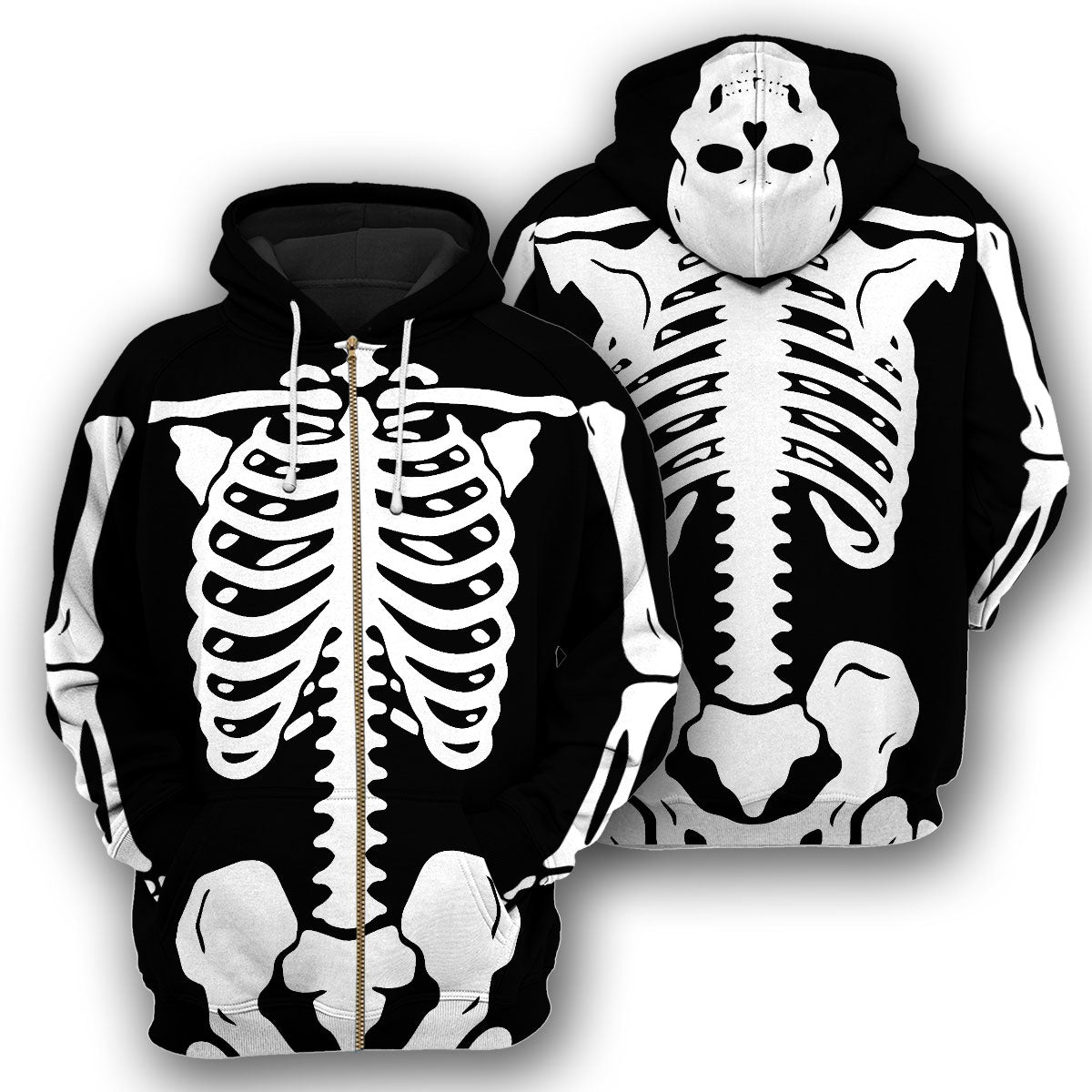 Halloween-Skelettkostüm – 3D-Allover-Druck-Shirt