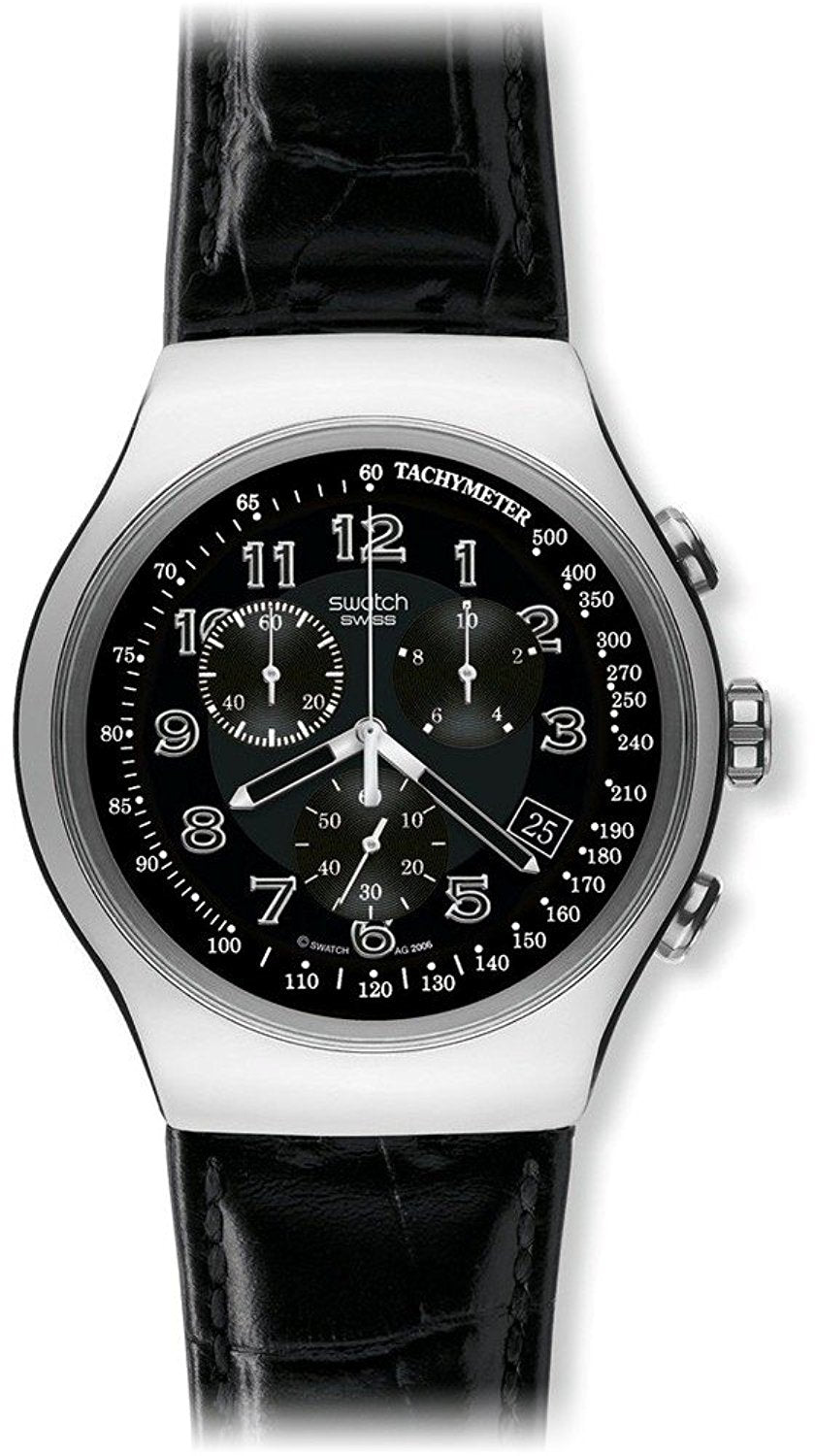 Swatch Herren-Armbanduhr mit schwarzem Zifferblatt – YOS440