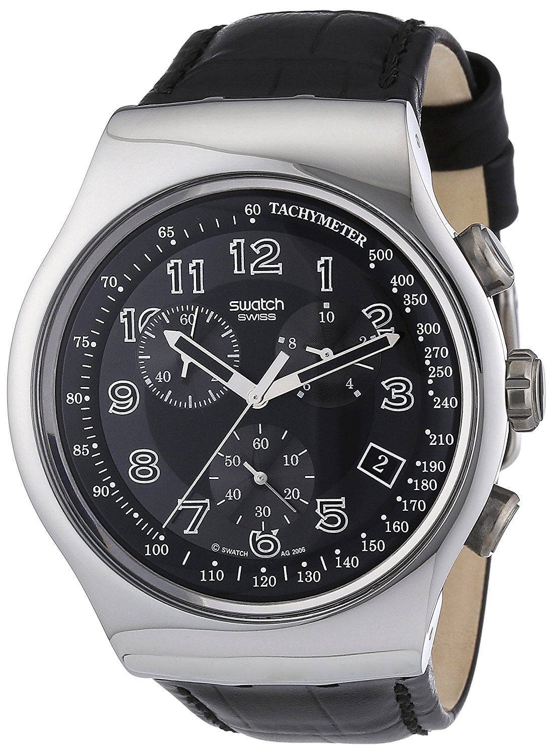 Swatch Herren-Armbanduhr mit schwarzem Zifferblatt – YOS440