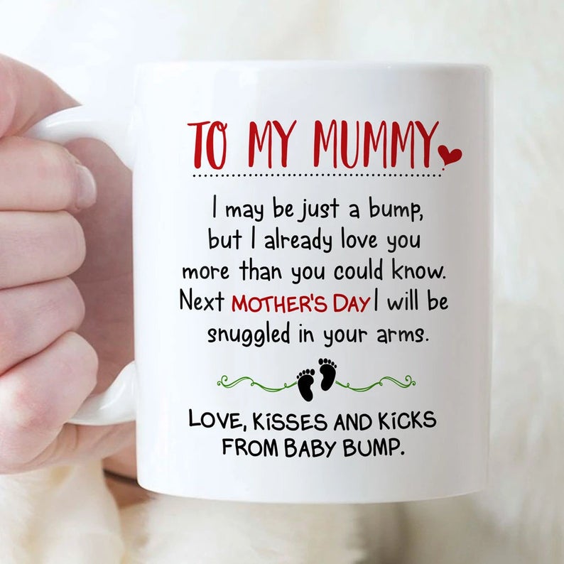 To My Mommy Mug, Love Message From Bump, Pregnancy Announcement Mug, Gift For Mothers Day, New Mom Mug