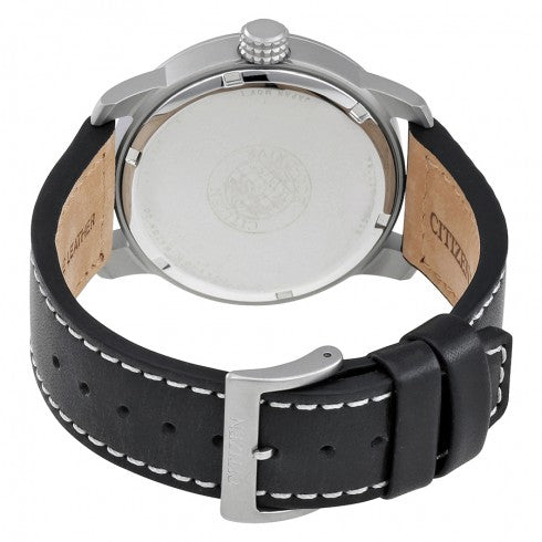 Eco-Drive Chandler Herren-Lederuhr mit schwarzem Zifferblatt