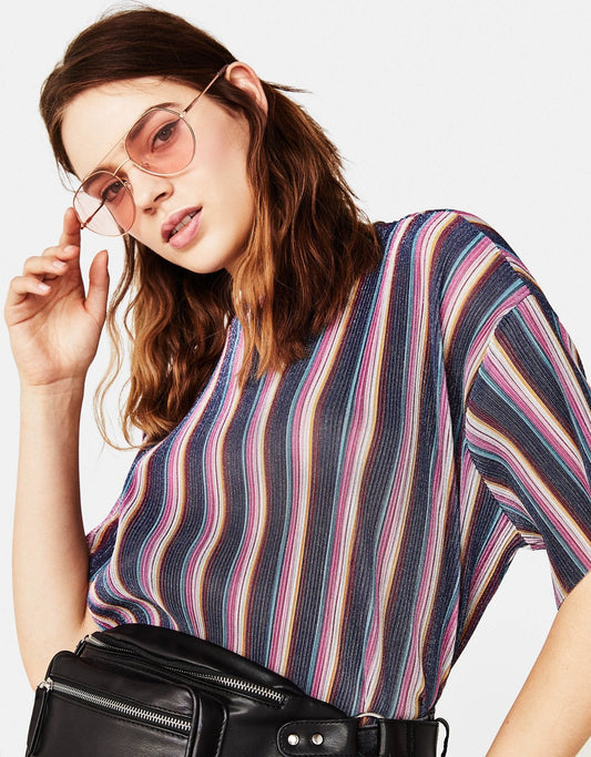 Plissiertes T-Shirt