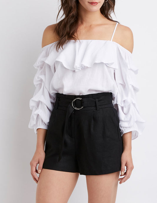 Plissierte Paperbag-Shorts 