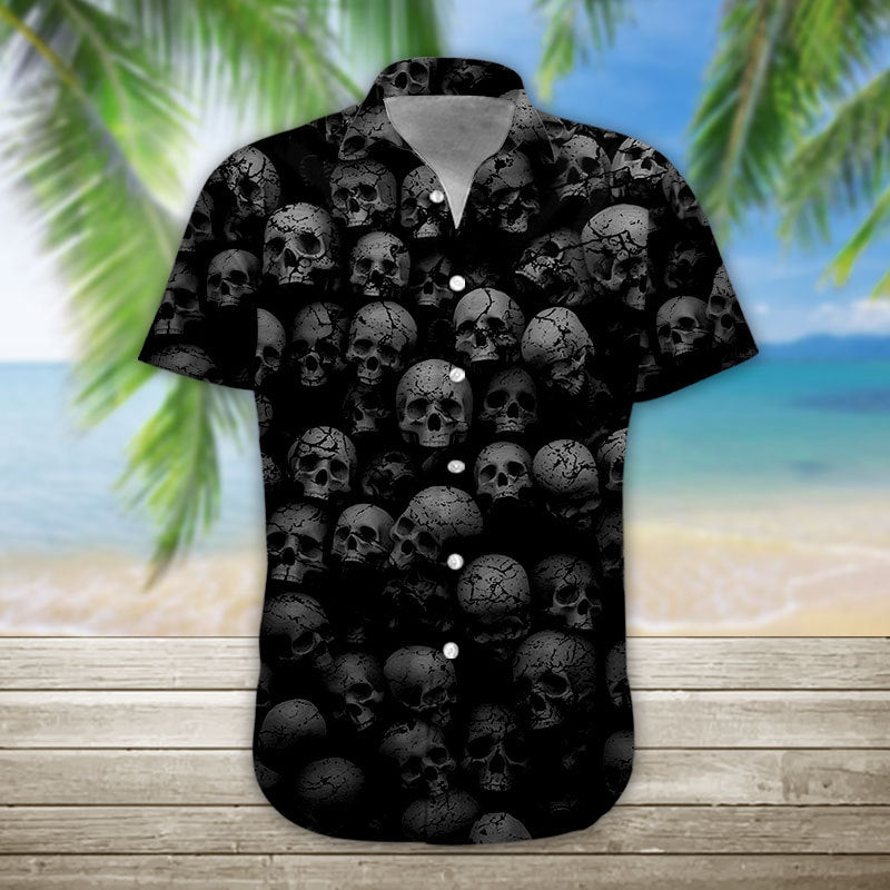 Hawaiihemd mit 3D-Totenkopf