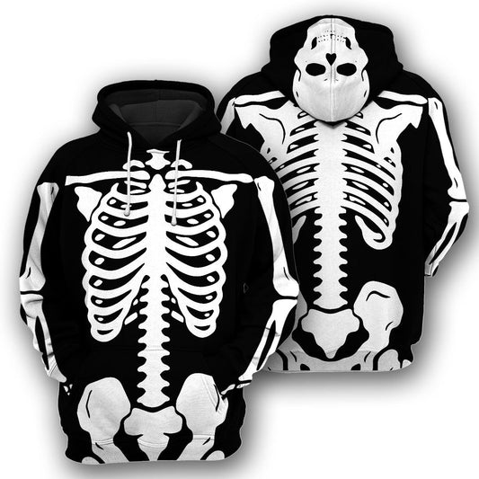 Halloween-Skelettkostüm – 3D-Allover-Druck-Shirt