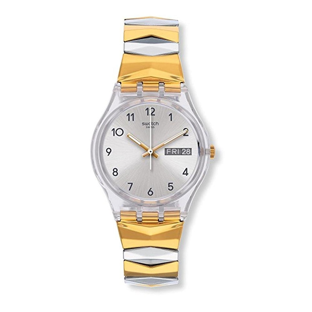Swatch Originals Tresorama Damenuhr mit silbernem Zifferblatt und Edelstahl GE707B