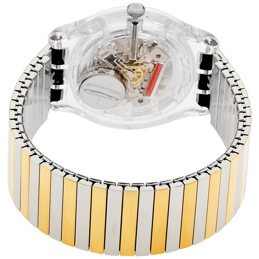 Swatch Originals Distinguo Unisex-Armbanduhr aus Edelstahl mit silbernem Zifferblatt SUOK708B 