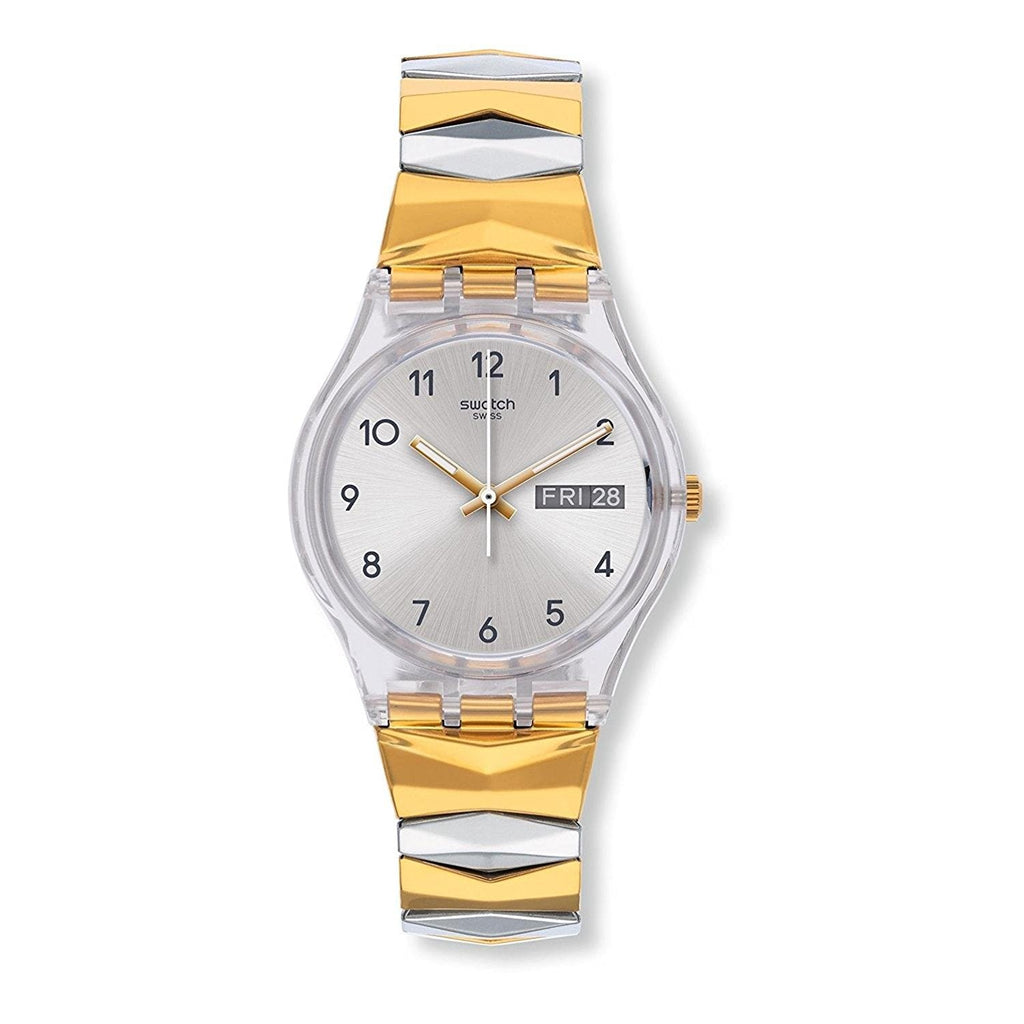 Swatch Originals Tresorama Damenuhr mit silbernem Zifferblatt und Edelstahl GE707B