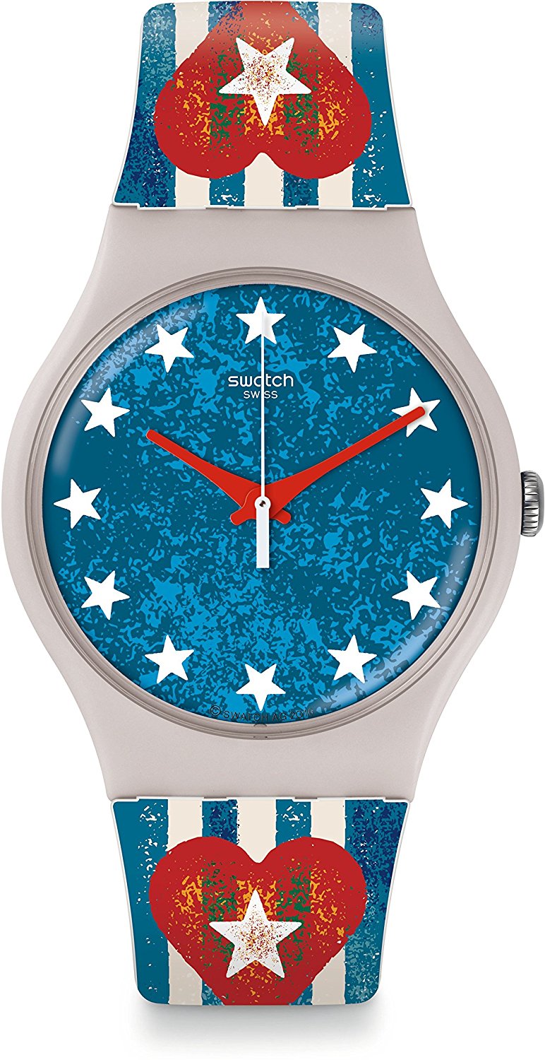 Swatch Originals Anavah Unisex-Armbanduhr mit blauem Zifferblatt und Silikonarmband SUOT101