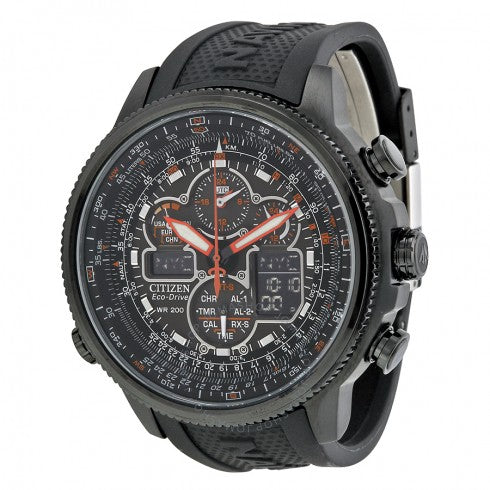 Offene Box – Citizen Navihawk AT Eco Drive Herrenuhr mit schwarzem Zifferblatt
