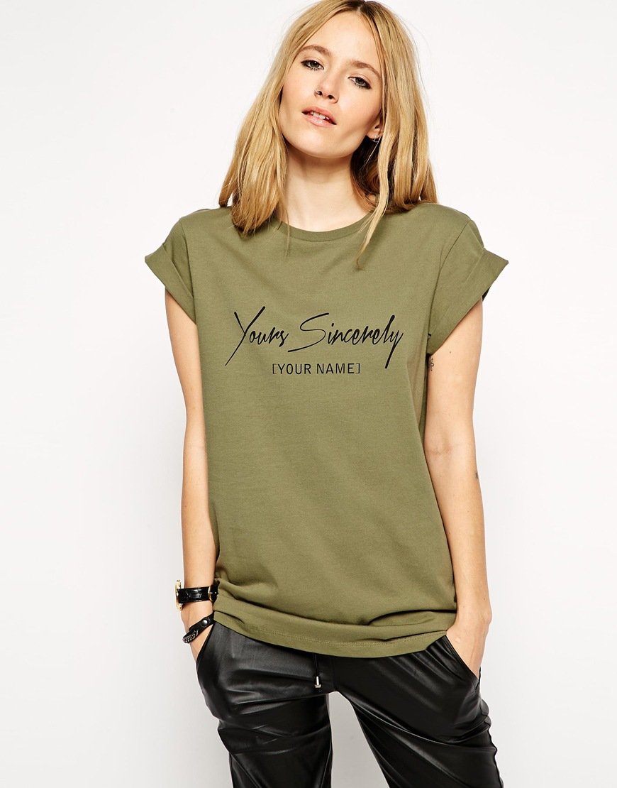 Boyfriend-T-Shirt mit „Yours Sincerley“-Print
